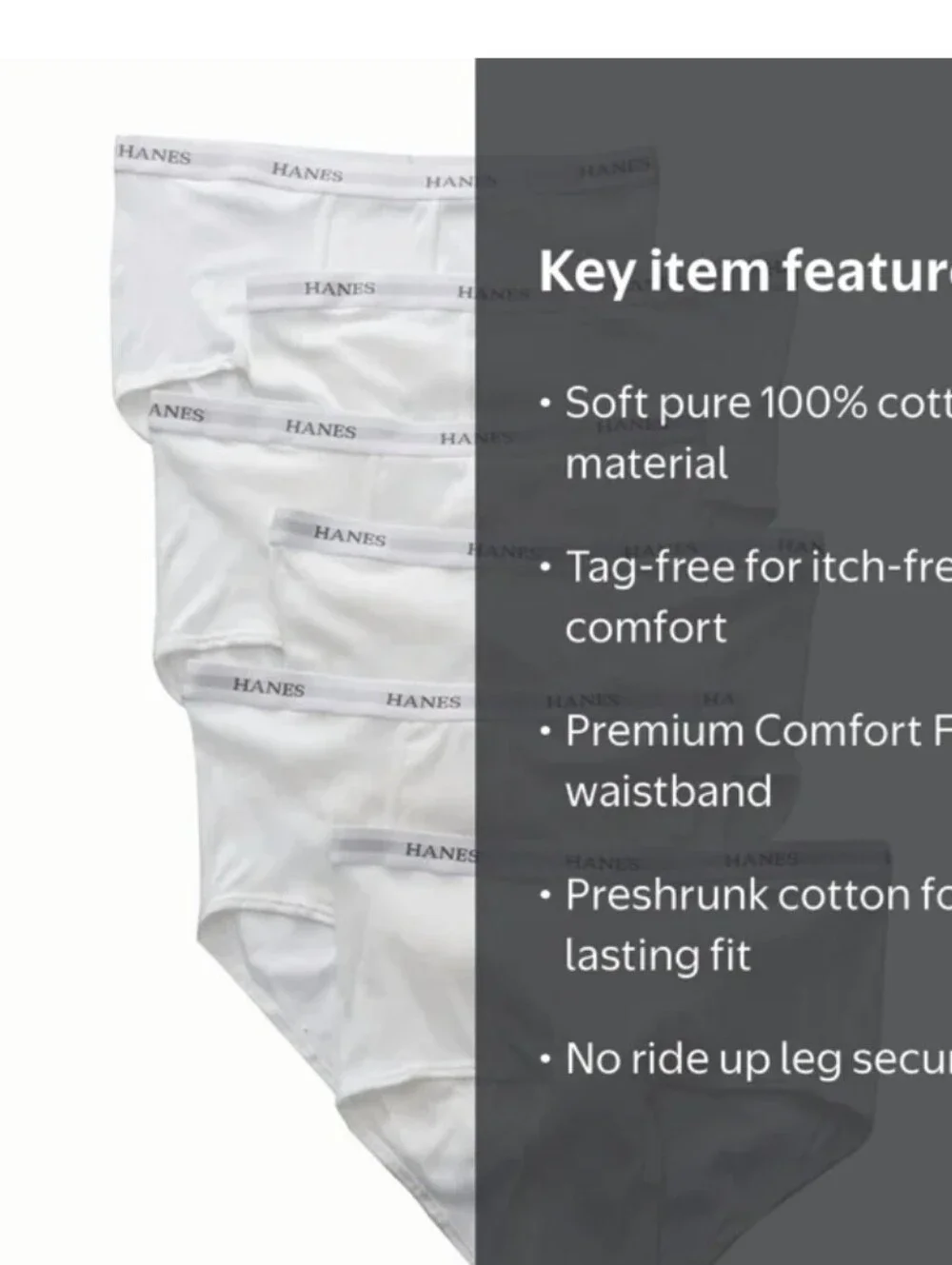 (Ew)Hanes Men's White 100% Cotton Brief Underwear, 6-Pack